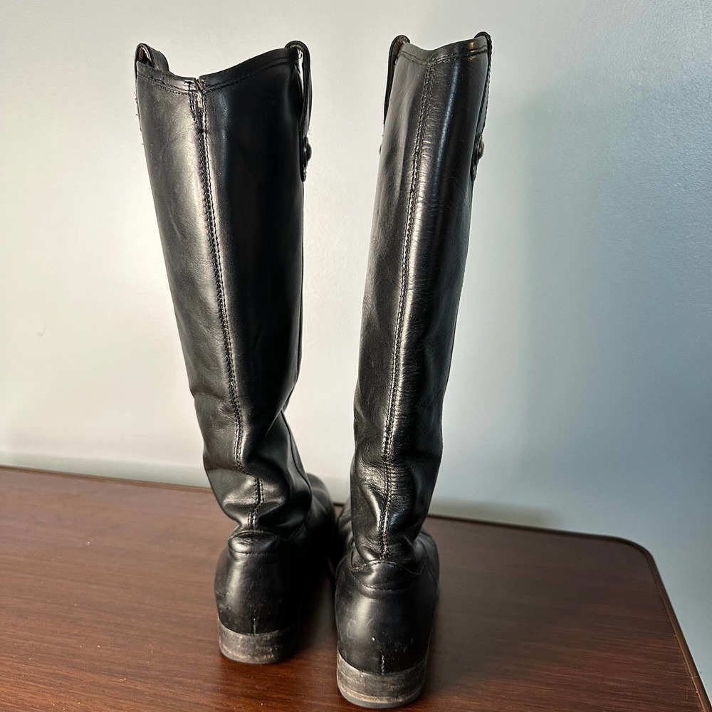 Frye Melissa Button Pull On Black Riding Boots Size 6B - Picture 8 of 13